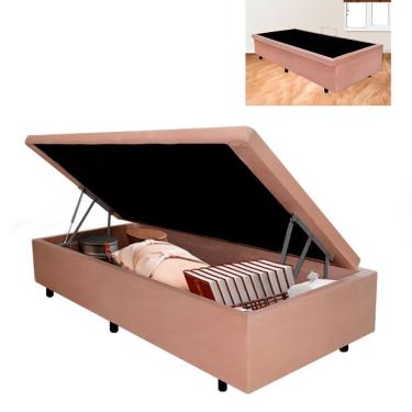 Imagem de Base Box Baú Solteiro 96x203x42cm Suede Bege