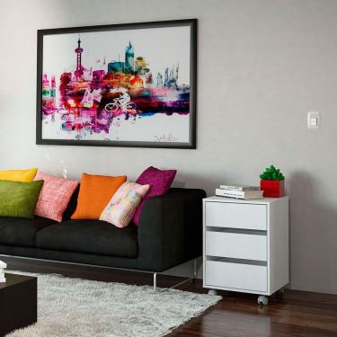 Imagem de Gaveteiro Mauá 450mm 3 Gavetas com Rodízios Politorno Branco