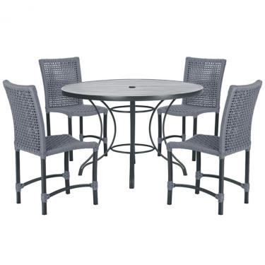 Imagem de Mesa Ascoli Com 4 Cadeiras Cannes De Alumínio Trama Prata