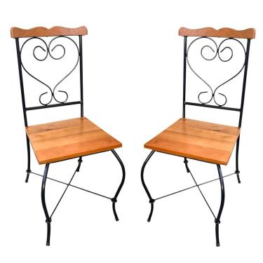 Imagem de Kit 2 Cadeira Coração Em Ferro E Madeira Maciça Sudeste Rústico