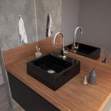 Imagem de Kit 2 Cubas Para Banheiro Q355w Quadrada Compace Preto