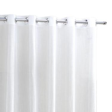 Imagem de Cortina 3 Metros Voal Linho Com Forro Varão 3x2,7m Branco