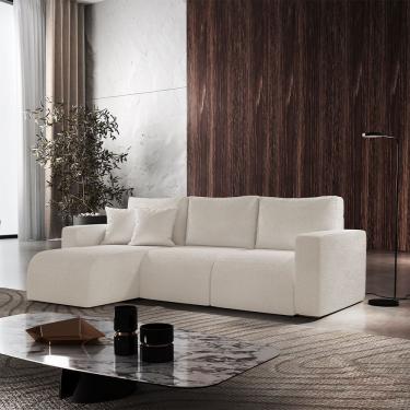 Imagem de Sofá Living 70cm + 70cm Com Chaise Esquerdo Meu Sofá Online A302 Linho Branco