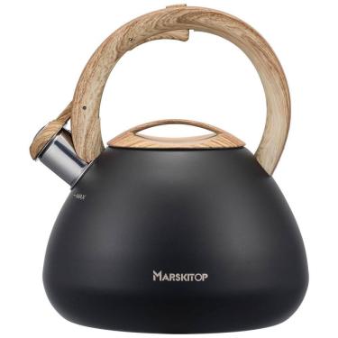 Imagem de Chaleira de Chá 2.5L em Aço Inoxidável com Apito, MARSKITOP, Preto
