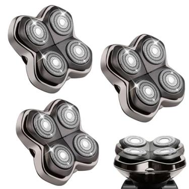 Imagem de Cabeças de substituição de barbeador compatíveis com barbeador de cabeça de caveira, lâmina de substituição para Pitbull, Butter Flykiss Pro & Palm para homens carecas, pacote com 3