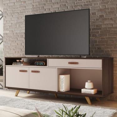 Imagem de Rack para TV Até 65 Polegadas ímpar 2 Portas 1 Gaveta Café/Off White -