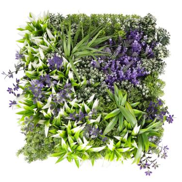 Imagem de FLORALEAF 6 peças 50.8 cm x 50.8 cm artificial com folhas roxas topiária sebe tela privacidade planta decoração de parede de hera falsa para interior exterior parede jardim cerca quintal