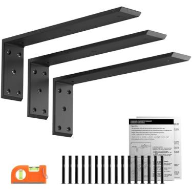 Imagem de LEOPO Suportes de bancada de 40,6 cm, pacote com 3, 3/20.3 cm de espessura, suporte de bancada em L para prateleiras, suporte para bancadas de quartzo/granito/madeira/concreto/laminado