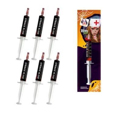 Imagem de Kit com 6 Seringas de Sangue Falso Horror Make Para Maquiagem de Hallo
