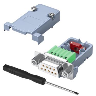 Imagem de QIANRENON Adaptador serial DB9 compacto sem solda banhado a ouro DB9 fêmea terminal de crimpagem conector breakout D-SUB 9 pinos soquete sem solda, porca frontal, caixa de PVC, para reparo de porta