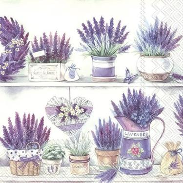 Imagem de Guardanapo para Decoupage Ihr 33x33 Flor Vasos de Lavanda C/ 20 Unidad