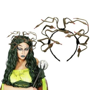 Imagem de Faixa de cabeça de cobra medusa para cosplay de deusa grega para mulheres, baile de máscaras de carnaval de Halloween, acessórios de cabelo de cobra do Egito