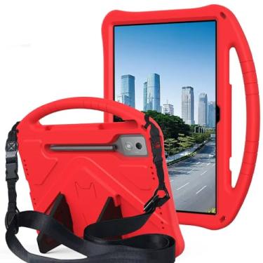Imagem de QYiiD Capa infantil para Galaxy Tab S10 FE+ (Plus) 33.3 cm 2025, leve protetora com alça conversível e alça de ombro infantil para Tab S10 Fe Plus 33.3 cm SM-X620/X626B, vermelho