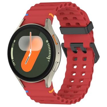 Imagem de Sodhad Pulseira marinha para Galaxy Watch 7 6 5 4 vermelha (fecho preto)