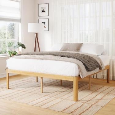 Imagem de Yoshiely Cama King Size De 18" Em Madeira Bambu, Estrutura Suporte Ripas Metal, Sem Necessidade Molas, Resistente, Fácil Montagem, Ruído, Reforçada