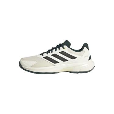 Imagem de adidas Courtjam Control 3 Tênis masculino, Branco/Prata Metálico/Aurora Ivy, 46