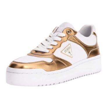 Imagem de GUESS Tênis feminino de cano baixo, Branco, marrom, 38