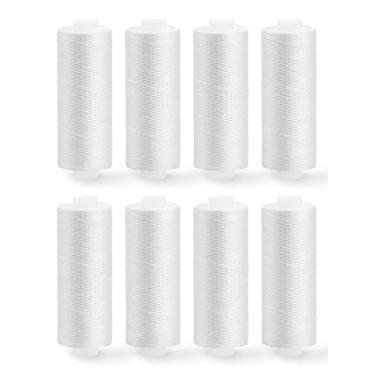 Imagem de ZMAAGG Linha branca para costura, linha de costura de poliéster, 8 rolos 200 metros por rolo, cordão de costura multiuso para máquina de costura, costura à mão, bordado