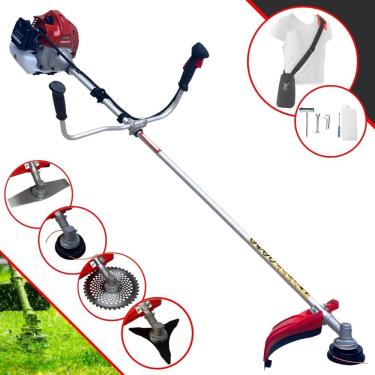 Imagem de Aparador de Grama Completo Kawashima BCJ431L À Gasolina 2 Tempos 43cc 10.000rpm 1,7HP de Potência Com Kit 3 Lâminas de Corte e Cabeçote de Nylon
