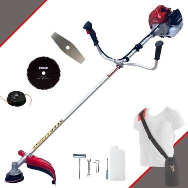 Imagem de Roçadeira À Gasolina BCJ431-L Kawashima 2 Tempos 43cc 1,7HP Alta Rotação Cortador de Grama Completo C/ Carretel Nylon + Faca 2 Pontas + Faca 80 Dentes