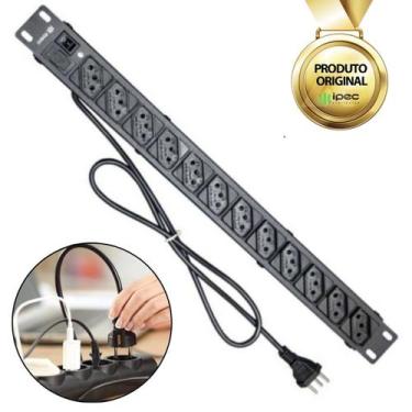 Imagem de Régua Extensão Profissional Filtro De Linha 19'' 12 Tomadas - IPEC