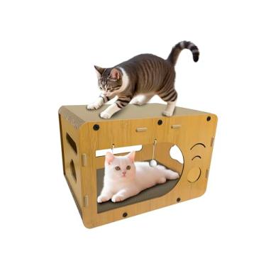 Imagem de WRBTA Arranhadores de gatos para uso interno, tamanho grande, protetor de móveis com cama de gato, design em forma de casa de gato. Arranhador de gatos