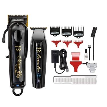 Imagem de Wahl Professional 5 Star Black Cordless Magic Clip & Detailer Li Combo – Titanium & DLC Blades, 100 min Runtime, Zero-Gap T-Blade, Íon-Lítio, Voltagem Mundial, Feito nos EUA – Modelo 56458