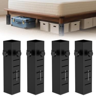Imagem de YUEYIN Extensores de elevação de cama de dormitório resistentes, aumentam o espaço de armazenamento embaixo da cama, serve para pernas de cama de 3,8 cm a 5,6 cm de diâmetro, aço espesso para