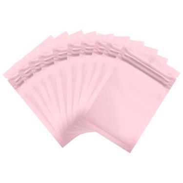 Imagem de PATIKIL Sacos de embalagem resseláveis para pequenas empresas, 100 peças de 100 x 15 cm sacos foscos à prova de cheiros de alumínio selável bolsa plana com zíper para armazenamento de alimentos, rosa