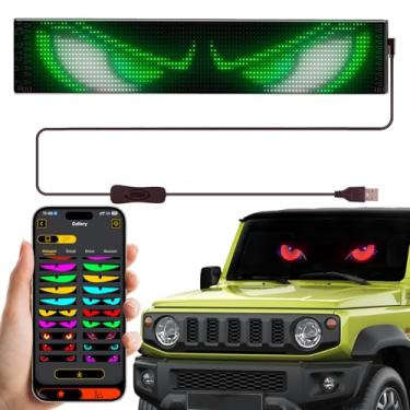 Imagem de Super RGB Olhos de LED para para-brisa de caminhão, olho de LED de 58,4 cm x 12,7 cm para para-brisas de carro, luzes diabólicas para janela frontal, controle remoto inteligente e controle de