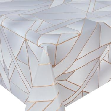 Imagem de Toalha de Mesa Cozinha de Plástico PVC Térmico Para 4 6 e 8 Lugares Várias Estampas Impermeável(Gray,6 Lugares)