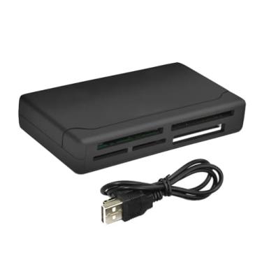 Imagem de Leitor/Gravador de Cartão USB 2.0 Preto com 6 compartimentos – Leitor/Gravador Portátil Plug Play Multi Card Compatível com a maioria dos cartões de memória SD/Micro SD