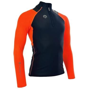 Imagem de Sharkskin Blusa masculina de manga comprida de alto desempenho, roupa de mergulho com tecido à prova de vento de 3 camadas para aquecimento e conforto, meio zíper frontal, traje de surf para mergulho