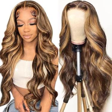 Imagem de Peruca Hedy Highlight Human Hair 4/27 Ombre 20" para mulheres negras