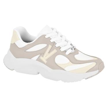 Imagem de Tênis Feminino Vizzano – Sola Tratorada, Conforto, Leve e Uso Diário – Moderno e Estiloso (Branco/Cinza, BR, Adulto, Numérico, 38)