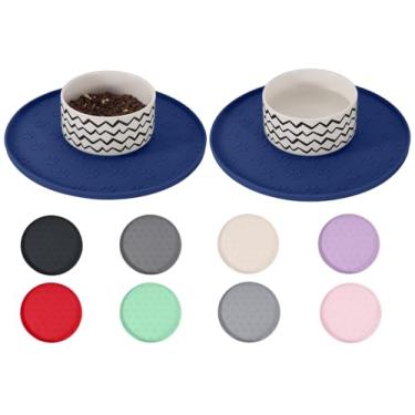 Imagem de COMTIM Tapete para tigela de comida para cães e gatos – Pacote com 2 tapetes de silicone para alimentação de animais de estimação à prova d'água para cães e gatos, bandeja de comer, jogo americano