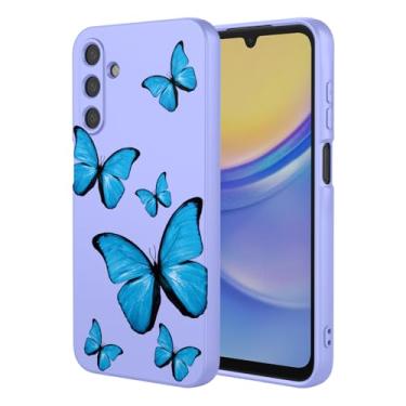 Imagem de KOARWVC Capa de telefone para Galaxy A15, capa para Samsung A15 SM-A156U SM-A155U capa de telefone fofa com padrão de borboleta protetora macia TPU para Samsung Galaxy A15 borboleta roxa