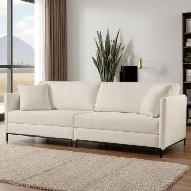 Imagem de Sofá Fixo Ravi 4 Lugares Luxo 2,70m Castellar Móbile Sintético Off White