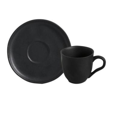 Imagem de Conjunto com 6 Xícaras De Chá Orgânico 170ml com 6 Pires Bio Preto Mat