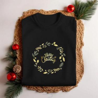 Imagem de Camiseta Unissex Natal Merry Christmas Guirlanda Festa Personalizada E