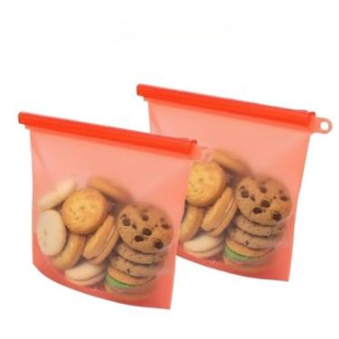 Imagem de Saco Hermético Lavável de Silicone Para Guardar Alimentos Congelar Não Vaza P/Viagem Marmita Cozinha(2 Unidades)
