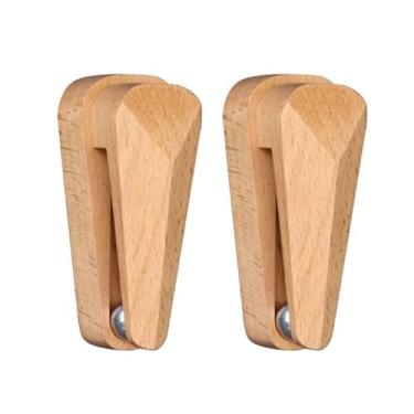 Imagem de Tomvorks Clipes de Toalha Autoadesivos Com Design Geométrico Exclusivo, Suporte de Toalha de Madeira de Faia Premium para Armários de Cozinha, Decoração Estética de Quarto, Multifuncional (2 pacote)