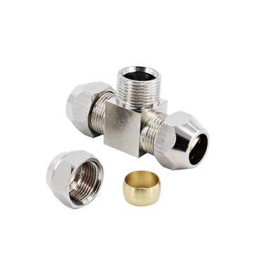 Imagem de 1 peça de acessórios de tubo pneumático 4 6 8 10 12 14 16 mm virola de latão compressão óleo água gás encaixe tipo T tipo L tipo cruz conector (PE, 12 mm)