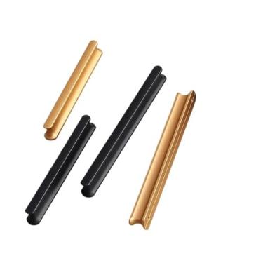 Imagem de CXYFQUUK Puxadores de porta de móveis pretos de alumínio puxadores de gaveta de armário de cozinha puxadores de porta de armário puxadores de móveis 2 peças (preto 288 mm x 2)