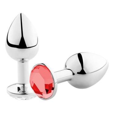 Imagem de Plug annal Pequeno em Alumínio Joia Pedra - Tudo Prazer, Vermelho