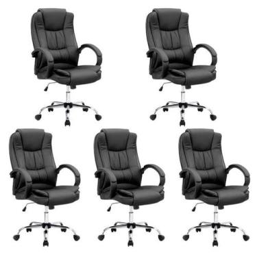 Imagem de Kit 5 Cadeiras de Escritório Presidente Giratória Estofada material si