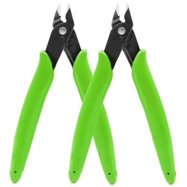 Imagem de Alicate de corte de precisão para fabricação de joias, eletrônicos, 12 cm, mini alicate de corte lateral para abraçadeiras de plástico, modelos de plástico e projetos de passatempo, 2 peças, verde