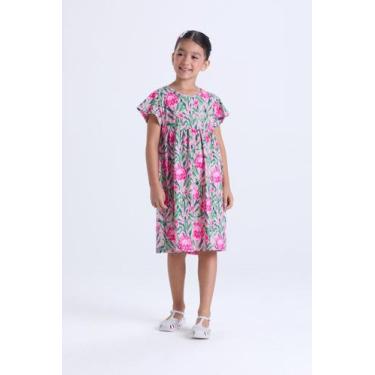 Imagem de Vestido Infantil Menina Floral Babado Poliplex - VIDA COSTEIRA, Rosa, 