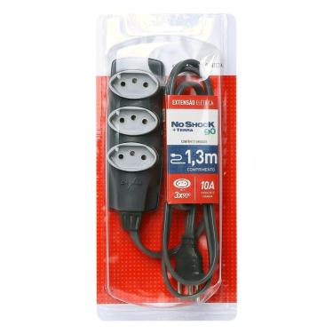 Imagem de Extensao Noshock 90 Pp 3x0,75 2p+t 10a Grafite 1,3 Metros Dn1906