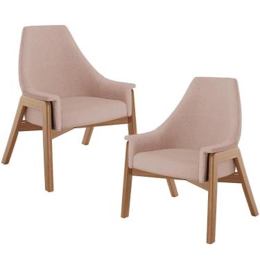 Imagem de Kit 02 Poltronas Decorativa Sakura L02 Linho Rosê - Lyam Decor